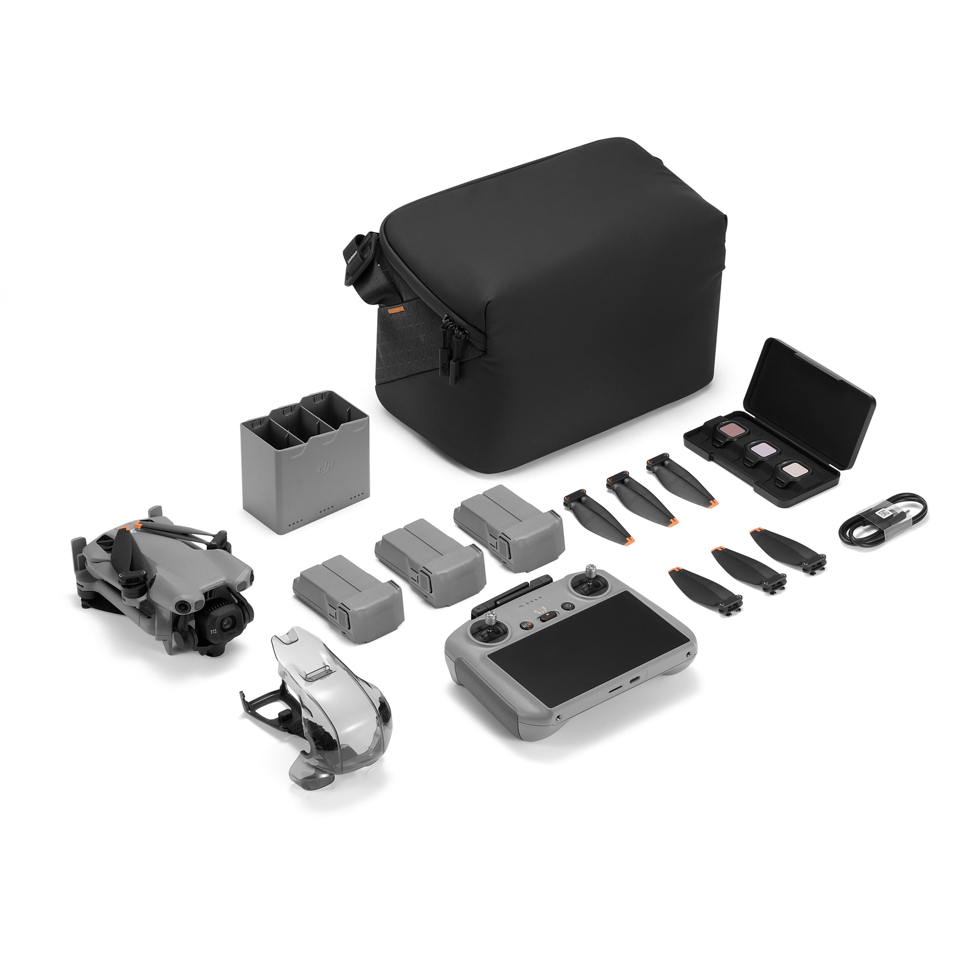 DJI Mini 5 Pro RC 2 Fly More Combo Plus from a angled view.