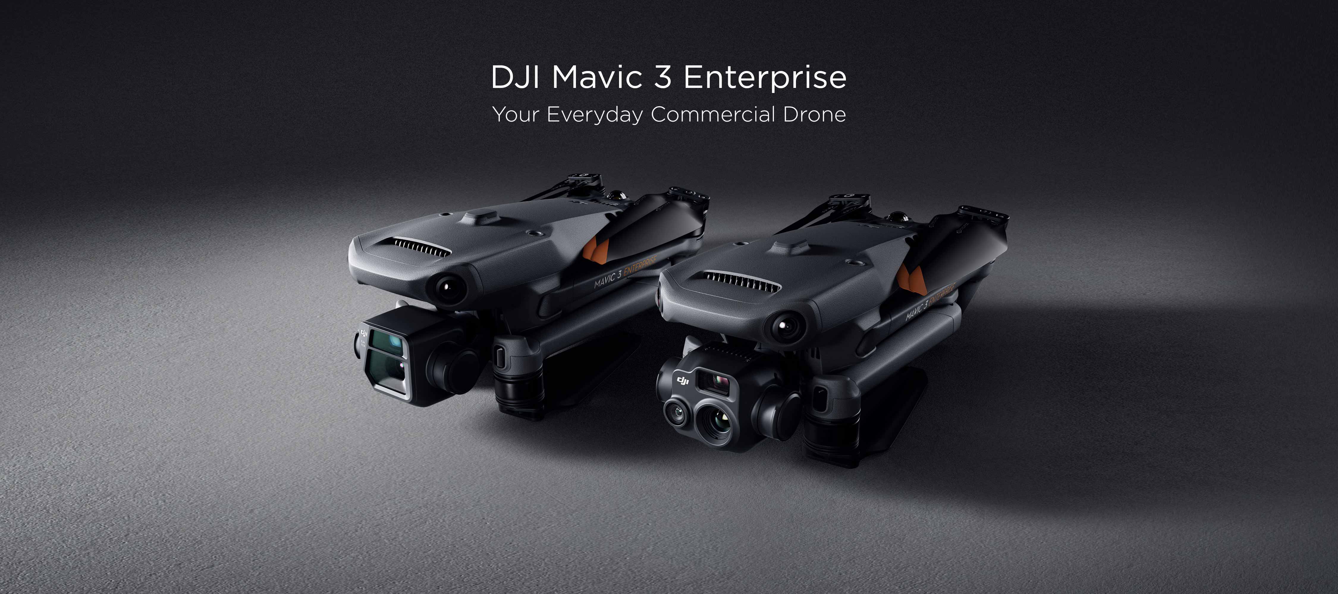 The Mavic 3E and Mavic 3T displayed folded and against a dark background.