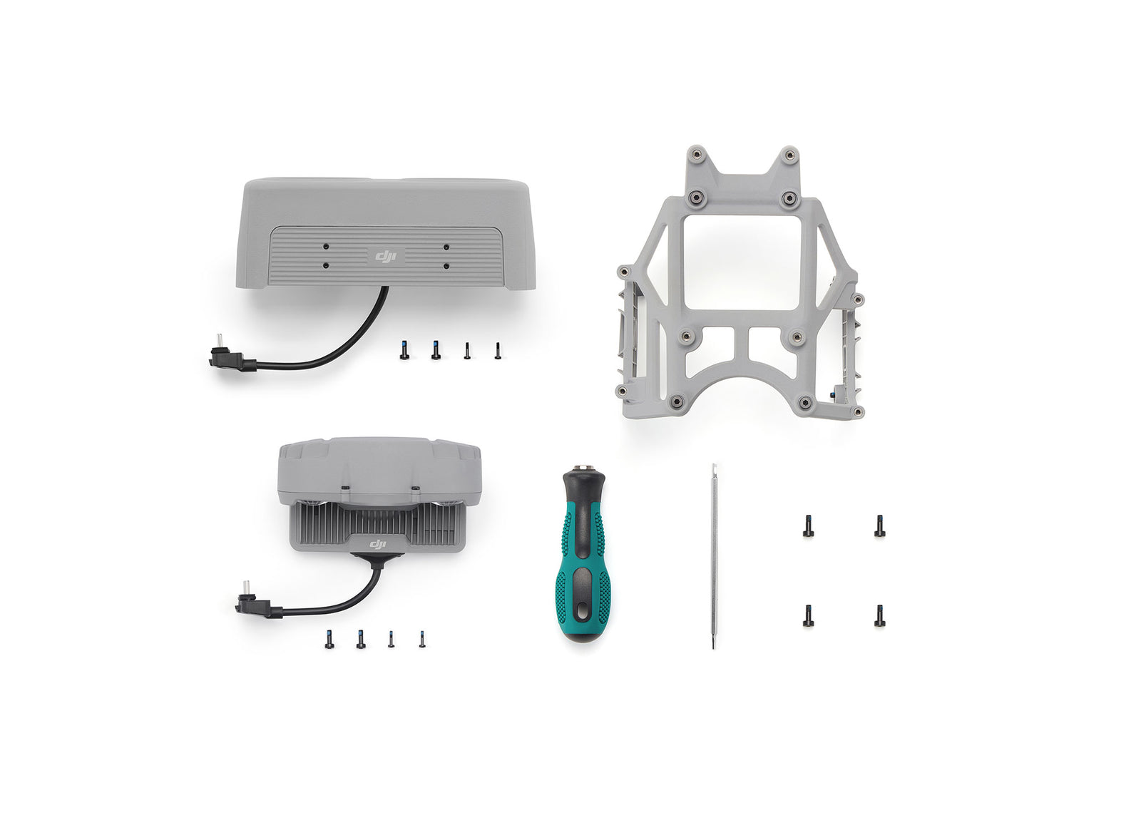 Everything included with the DJI AL2D SpotLight & AS2D Speaker with Mount