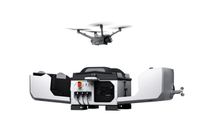 DJI Dock 3 with a DJI Matrice 4D flying above it