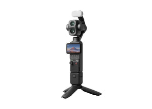 The DJI Osmo Pocket 4P assembled with accessories included in the Vlog Combo