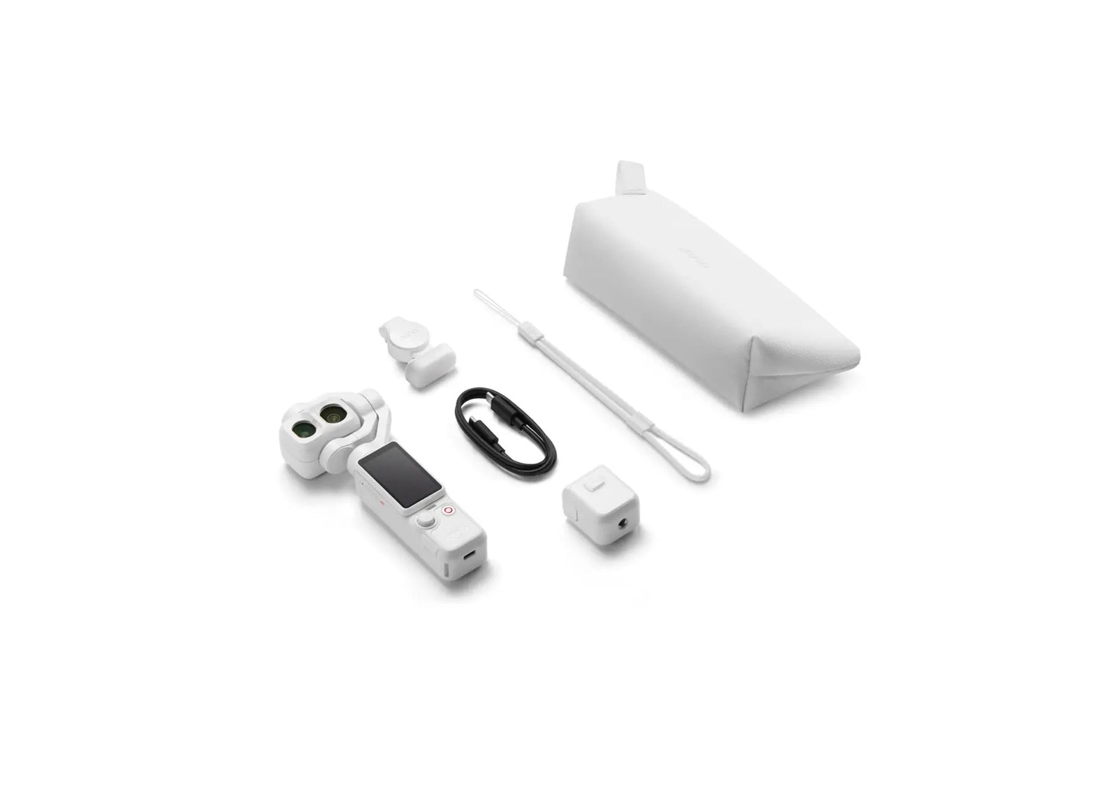 Osmo Pocket 4P Standard Combo in Pearl White from a top-down, angled view
