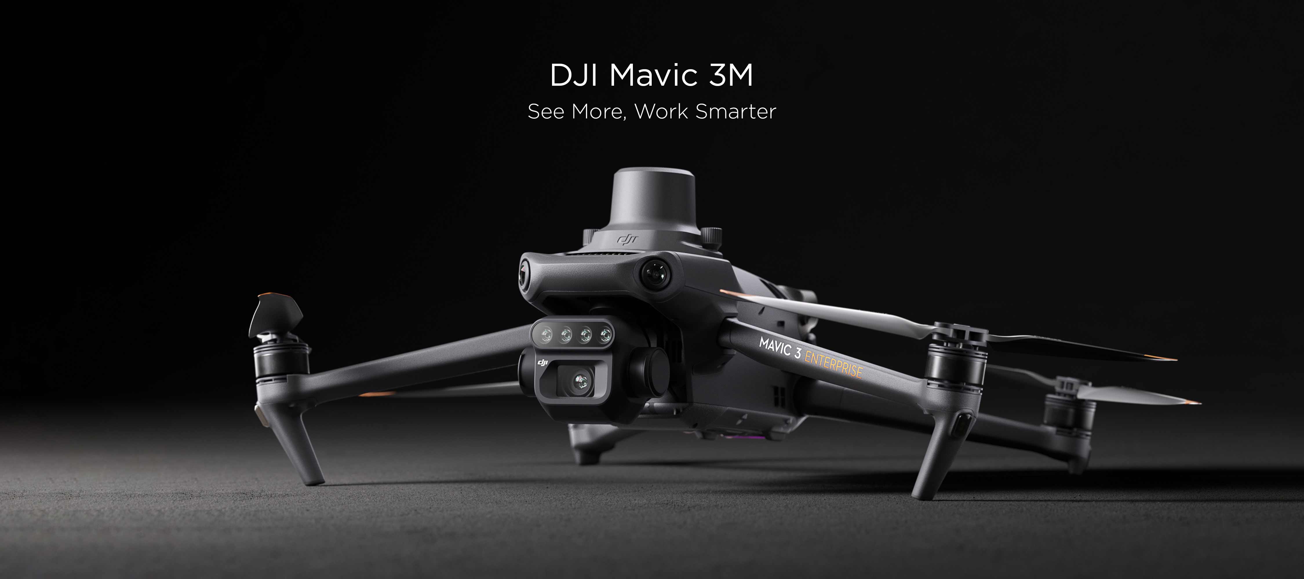 A DJI Mavic 3 Enterprise against a black background.