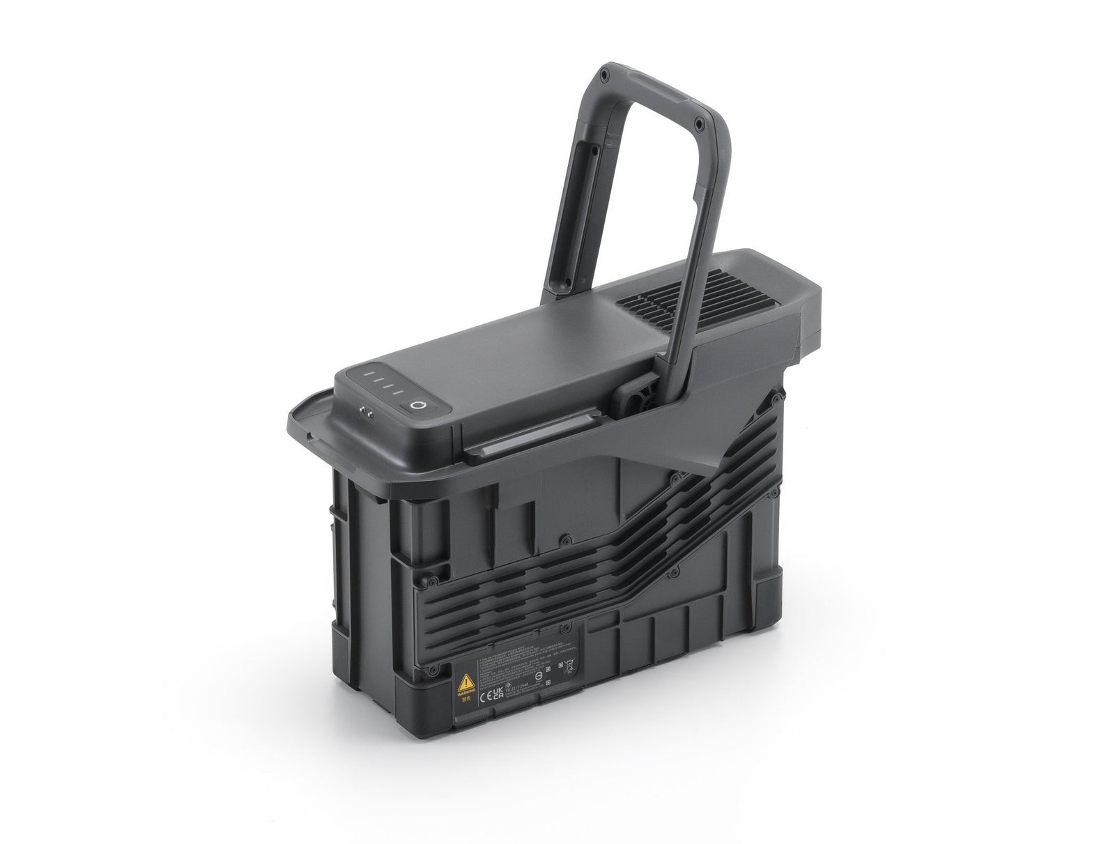 TB100 intelligent flight battery displayed on a slight angle with the handle up.